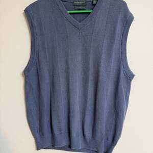 Lyle & Scott Mens‎ XL Navy Blue Sweater Vest 100% Combed Cotton
